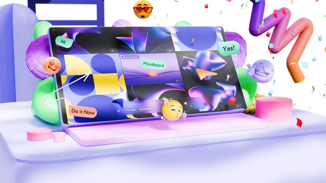 A laptop on a bed showing web design software, creating a cozy workspace.